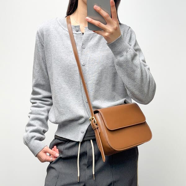 Bolsa de couro baguete marrom