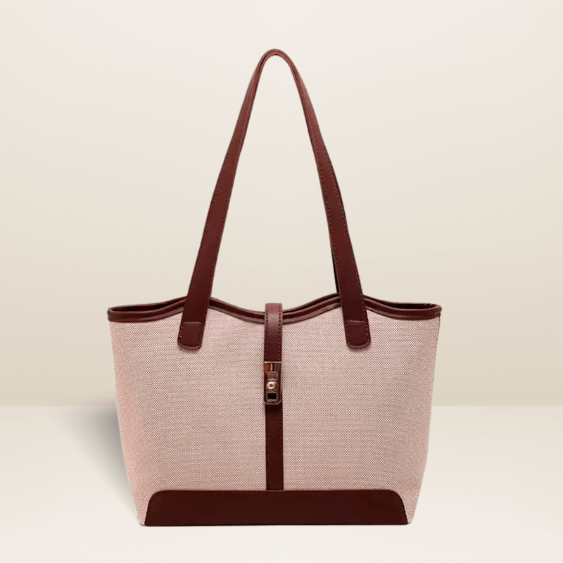 Bolsa Cordoba Com Textura em Tela e Acabamento em Couro