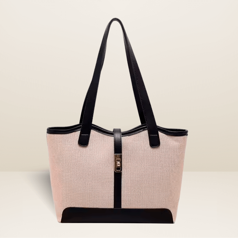 Bolsa Cordoba Com Textura em Tela e Acabamento em Couro