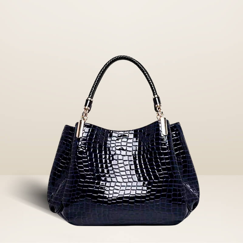 Bolsa Lucerna em Couro com Textura de Crocodilo