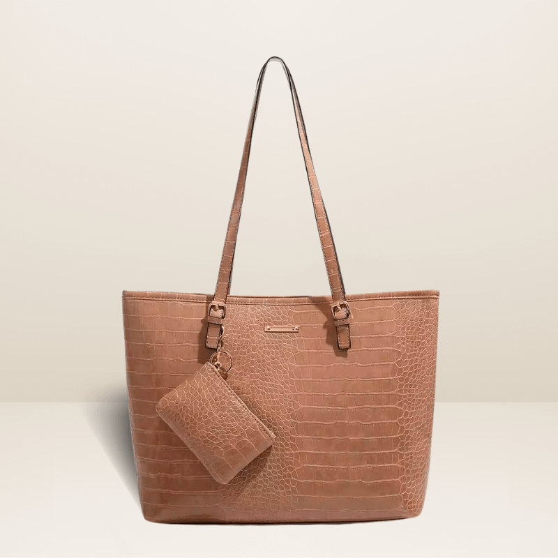 Bolsa Nantes em Couro Texturizado Crocodilo